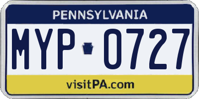 PA license plate MYP0727