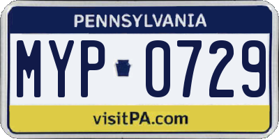 PA license plate MYP0729