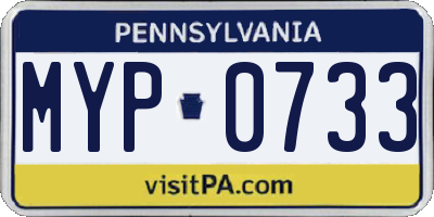 PA license plate MYP0733