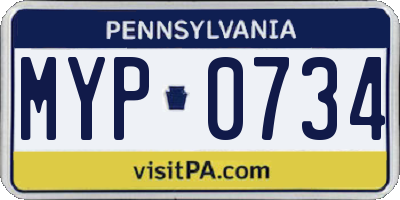 PA license plate MYP0734