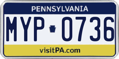 PA license plate MYP0736