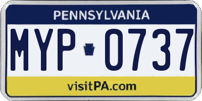 PA license plate MYP0737