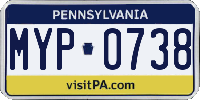 PA license plate MYP0738