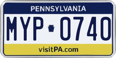 PA license plate MYP0740