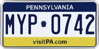 PA license plate MYP0742
