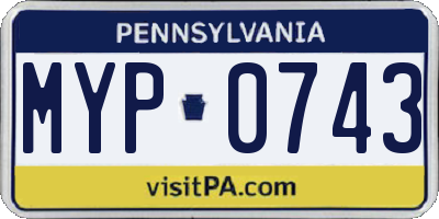 PA license plate MYP0743