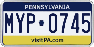 PA license plate MYP0745