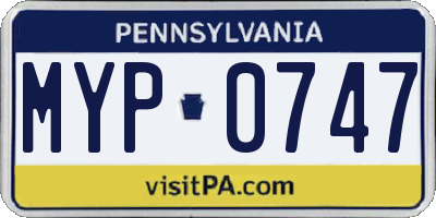 PA license plate MYP0747