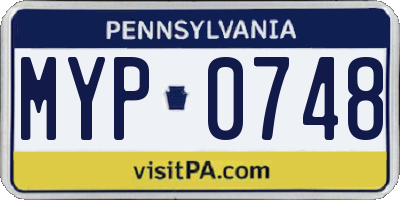 PA license plate MYP0748