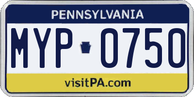 PA license plate MYP0750