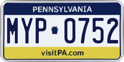 PA license plate MYP0752