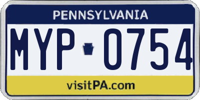 PA license plate MYP0754