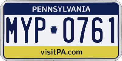 PA license plate MYP0761