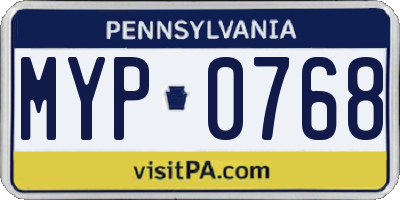 PA license plate MYP0768