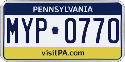 PA license plate MYP0770