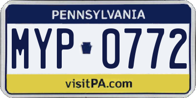 PA license plate MYP0772