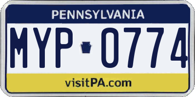 PA license plate MYP0774