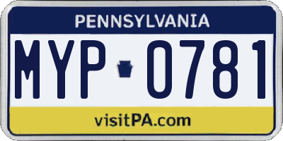 PA license plate MYP0781