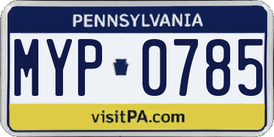 PA license plate MYP0785