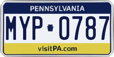 PA license plate MYP0787