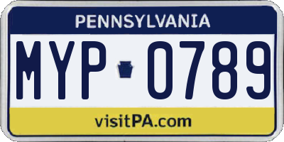 PA license plate MYP0789