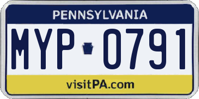 PA license plate MYP0791