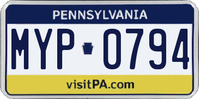 PA license plate MYP0794
