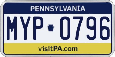 PA license plate MYP0796