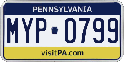 PA license plate MYP0799