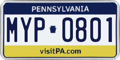 PA license plate MYP0801
