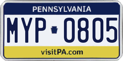 PA license plate MYP0805