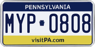 PA license plate MYP0808