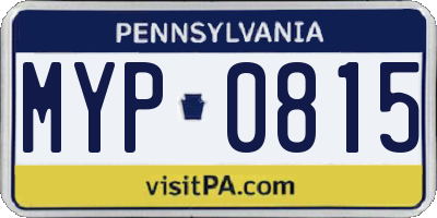 PA license plate MYP0815