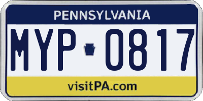 PA license plate MYP0817