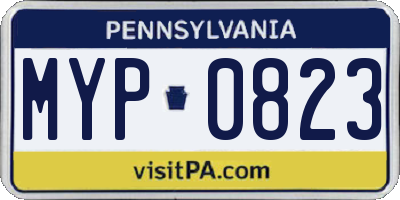 PA license plate MYP0823