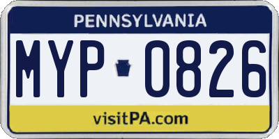 PA license plate MYP0826