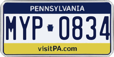 PA license plate MYP0834