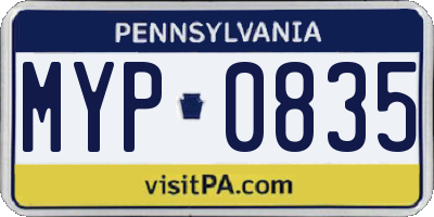 PA license plate MYP0835