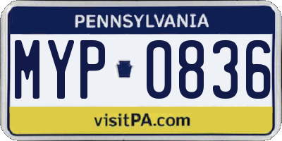 PA license plate MYP0836