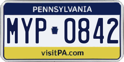 PA license plate MYP0842