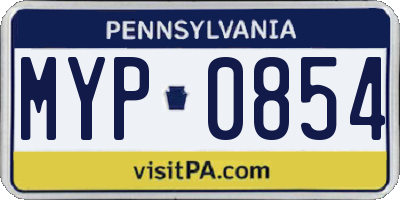 PA license plate MYP0854
