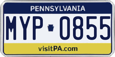 PA license plate MYP0855