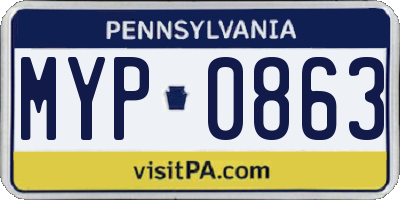 PA license plate MYP0863