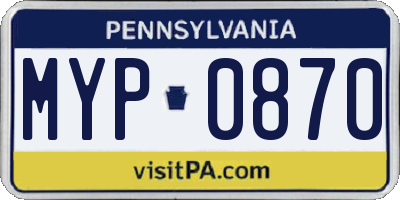 PA license plate MYP0870