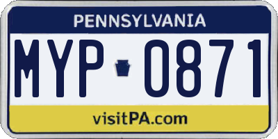 PA license plate MYP0871
