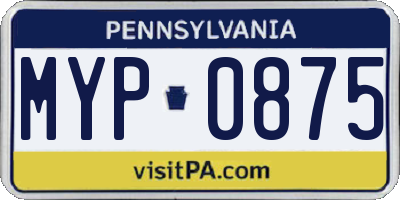 PA license plate MYP0875