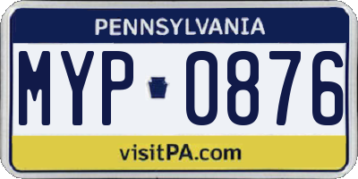 PA license plate MYP0876