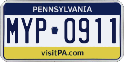 PA license plate MYP0911