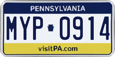 PA license plate MYP0914