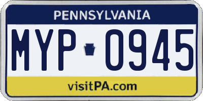 PA license plate MYP0945